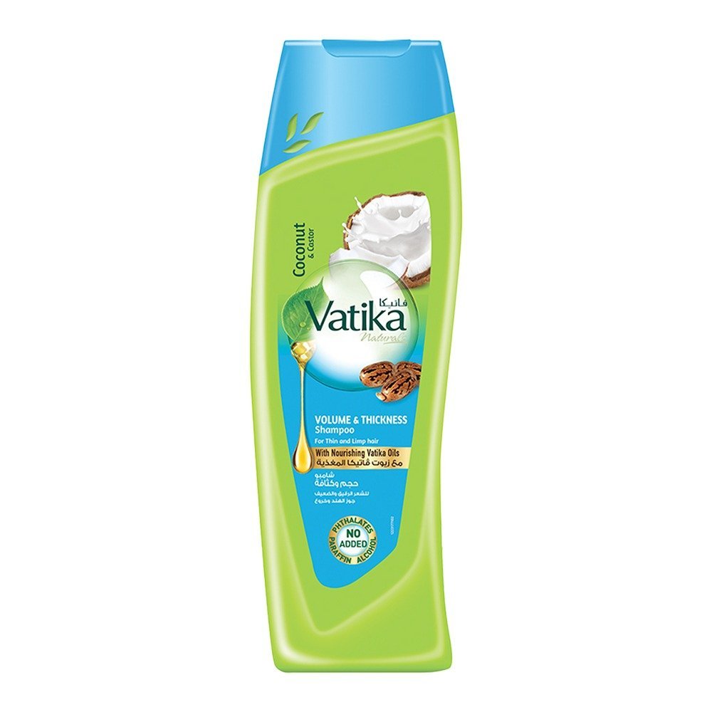 Dabur Vatika Naturals Coconut & Castor Volume & Thickness Shampoo, For Thin & Limp Hair, 360ml